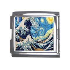 The Great Wave Of Kanagawa Painting Starry Night Van Gogh Mega Link Italian Charm (18mm) by Sudheng