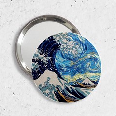 Starry Night Hokusai Van Gogh The Great Wave Off Kanagawa 2 25  Handbag Mirrors by Sudheng