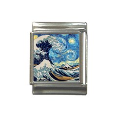 Starry Night Hokusai Van Gogh The Great Wave Off Kanagawa Italian Charm (13mm) by Sudheng