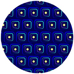 Blue Neon Squares - Modern Abstract Wooden Puzzle Round by ConteMonfrey