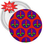 Christmas Candles Seamless Pattern 3  Buttons (100 pack)  Front