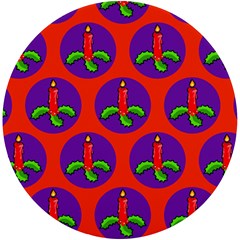 Christmas Candles Seamless Pattern Uv Print Round Tile Coaster by Amaryn4rt