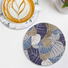 Ackground Leaves Desktop Uv Print Round Tile Coaster by Amaryn4rt