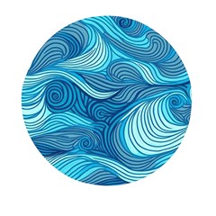 Ocean Waves Sea Abstract Pattern Water Blue Mini Round Pill Box by Wegoenart