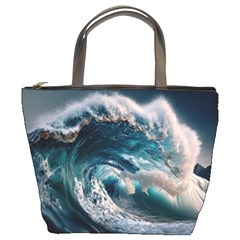 Tsunami Waves Ocean Sea Water Rough Seas Bucket Bag by Wegoenart