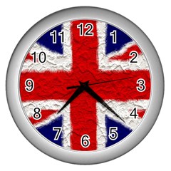 Union Jack Flag National Country Wall Clock (silver) by Celenk