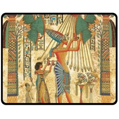 Egyptian Man Sun God Ra Amun Fleece Blanket (medium) by Celenk