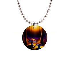 Ai Generated Mushrooms Wallpaper 1  Button Necklace by Uceng