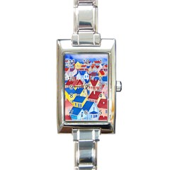 City Houses Cute Drawing Landscape Village Rectangle Italian Charm Watch by Uceng