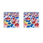 City Houses Cute Drawing Landscape Village Cufflinks (Square) Front(Pair)