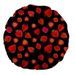 Strawberry On Black Large 18  Premium Round Cushions Front