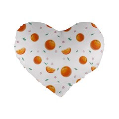 Oranges Standard 16  Premium Flano Heart Shape Cushions by SychEva