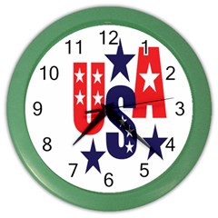 Usa Stars Fourth Of July Symbol America Usa Stars Color Wall Clock by Wegoenart