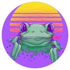 Frog Animal Sun Amphibian Figure Digital Art Round Trivet by Wegoenart