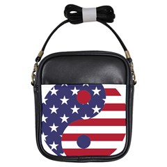 Yang Yin America Flag Abstract Art Asian Balance Girls Sling Bag by Wegoenart