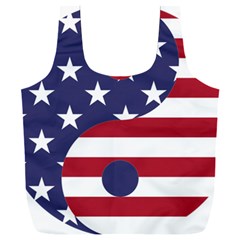 Yang Yin America Flag Abstract Art Asian Balance Full Print Recycle Bag (xxxl) by Wegoenart