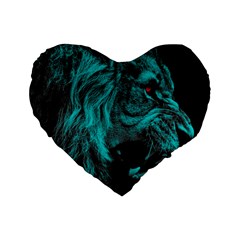 Angry Male Lion Predator Carnivore Standard 16  Premium Flano Heart Shape Cushions by Salman4z