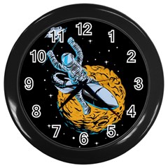 Astronaut Planet Space Science Wall Clock (black) by Salman4z