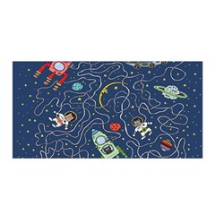 Cat Cosmos Cosmonaut Rocket Satin Wrap 35  X 70  by Salman4z