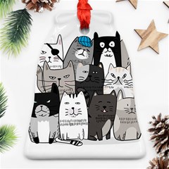 Cute Cat Hand Drawn Cartoon Style Bell Ornament (two Sides) by Salman4z