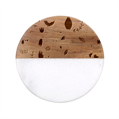 Vector Set Isolates With Cute Birds Scandinavian Style Classic Marble Wood Coaster (round)  by Salman4z