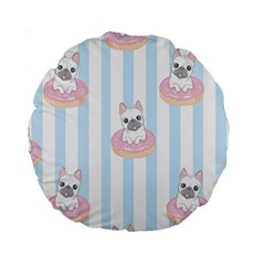 French Bulldog Dog Seamless Pattern Standard 15  Premium Round Cushions by Salman4z