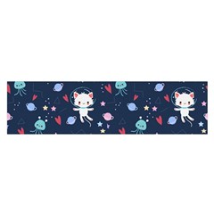 Cute-astronaut-cat-with-star-galaxy-elements-seamless-pattern Oblong Satin Scarf (16  X 60 ) by Salman4z