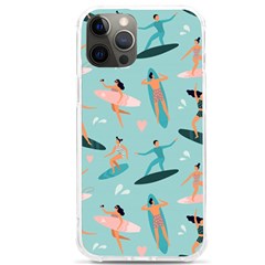 Beach-surfing-surfers-with-surfboards-surfer-rides-wave-summer-outdoors-surfboards-seamless-pattern- Iphone 12 Pro Max Tpu Uv Print Case by Salman4z