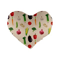 Vegetables Standard 16  Premium Flano Heart Shape Cushions by SychEva