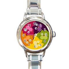 Colorful Cats Round Italian Charm Watch by Sparkle