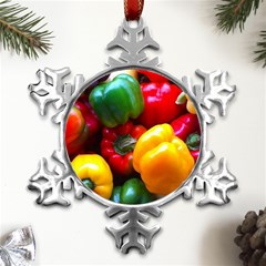 Colorful Capsicum Metal Small Snowflake Ornament by Sparkle