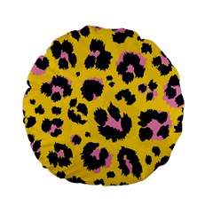 Leopard-print-seamless-pattern Standard 15  Premium Flano Round Cushions by Salman4z