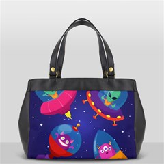 Cartoon-funny-aliens-with-ufo-duck-starry-sky-set Oversize Office Handbag by Salman4z