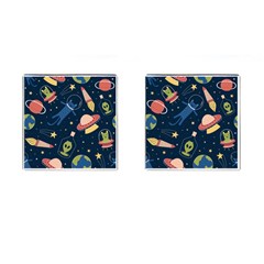 Seamless-pattern-with-funny-aliens-cat-galaxy Cufflinks (square) by Salman4z