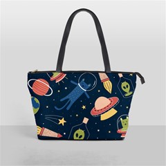 Seamless-pattern-with-funny-aliens-cat-galaxy Classic Shoulder Handbag by Salman4z