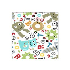 Seamless-pattern-vector-with-funny-robots-cartoon Satin Bandana Scarf 22  X 22  by Salman4z