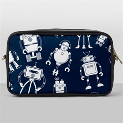 White-robot-blue-seamless-pattern Toiletries Bag (one Side) by Salman4z