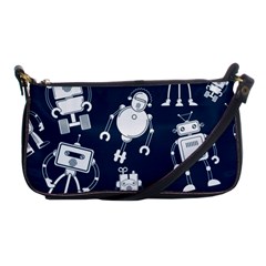 White-robot-blue-seamless-pattern Shoulder Clutch Bag by Salman4z