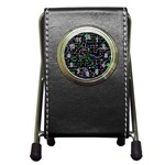 Math-linear-mathematics-education-circle-background Pen Holder Desk Clock Front