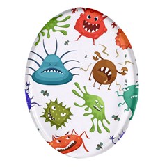 Dangerous-streptococcus-lactobacillus-staphylococcus-others-microbes-cartoon-style-vector-seamless Oval Glass Fridge Magnet (4 Pack)