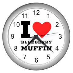 I Love Blueberry Muffin Wall Clock (silver) by ilovewhateva