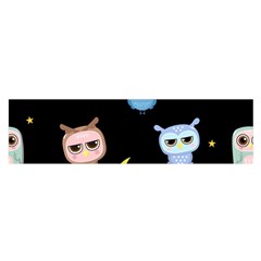 Cute-owl-doodles-with-moon-star-seamless-pattern Oblong Satin Scarf (16  X 60 ) by Salman4z