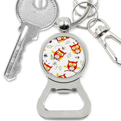 Seamless-pattern-vector-owl-cartoon-with-bugs Bottle Opener Key Chain by Salman4z