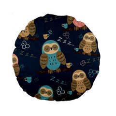 Seamless-pattern-owls-dreaming Standard 15  Premium Round Cushions by Salman4z