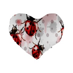 Ladybugs-pattern-texture-watercolor Standard 16  Premium Heart Shape Cushions by Salman4z