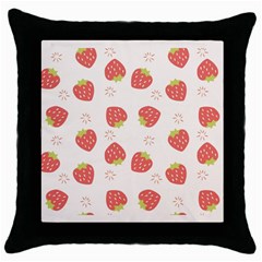 Strawberries-pattern-design Throw Pillow Case (black) by Salman4z