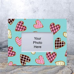 Seamless Pattern With Heart Shaped Cookies With Sugar Icing White Tabletop Photo Frame 4 x6  by pakminggu