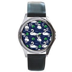 Swan Pattern Elegant Design Round Metal Watch by pakminggu