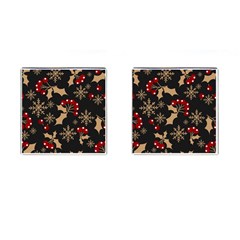 Christmas Pattern With Snowflakes Berries Cufflinks (square) by pakminggu