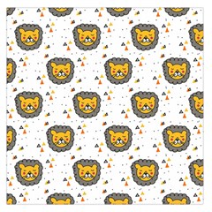 Lion Heads Pattern Design Doodle Square Satin Scarf (36  X 36 ) by pakminggu